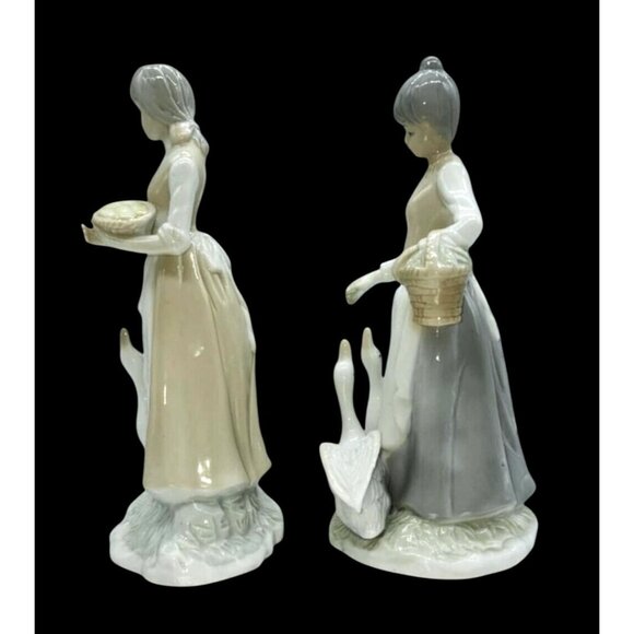 Vtg Ceramic Women Ducks Hand-Painted Farmhouse Decor Collectibles Goose Geese - Picture 2 of 10